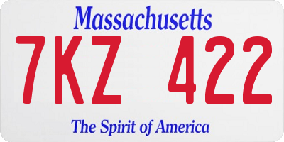 MA license plate 7KZ422