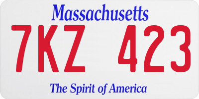MA license plate 7KZ423