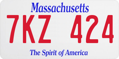 MA license plate 7KZ424