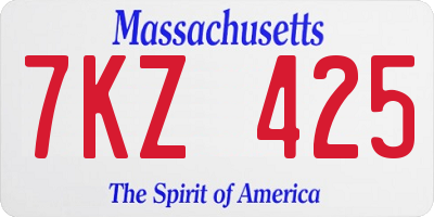 MA license plate 7KZ425