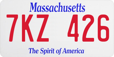 MA license plate 7KZ426