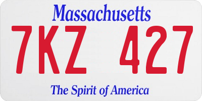 MA license plate 7KZ427