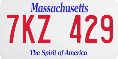 MA license plate 7KZ429
