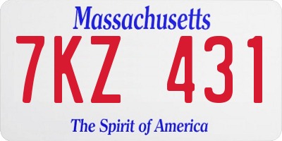 MA license plate 7KZ431