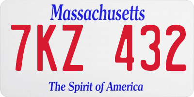 MA license plate 7KZ432