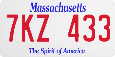 MA license plate 7KZ433