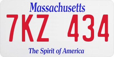 MA license plate 7KZ434