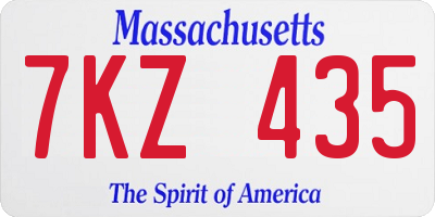MA license plate 7KZ435