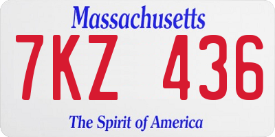 MA license plate 7KZ436
