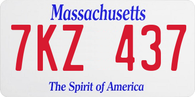 MA license plate 7KZ437