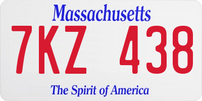 MA license plate 7KZ438