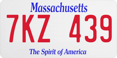 MA license plate 7KZ439