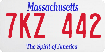 MA license plate 7KZ442
