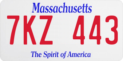 MA license plate 7KZ443