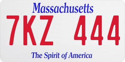 MA license plate 7KZ444