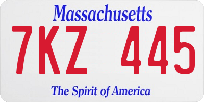 MA license plate 7KZ445