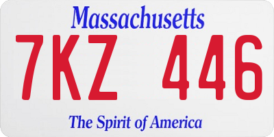 MA license plate 7KZ446