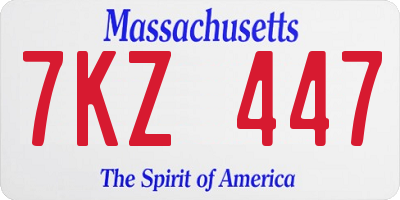 MA license plate 7KZ447