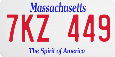 MA license plate 7KZ449
