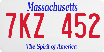 MA license plate 7KZ452