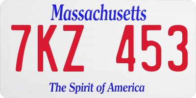 MA license plate 7KZ453