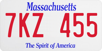 MA license plate 7KZ455