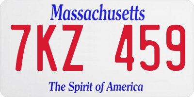 MA license plate 7KZ459