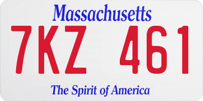 MA license plate 7KZ461