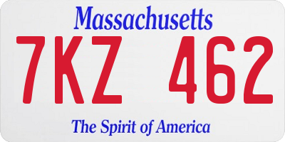 MA license plate 7KZ462
