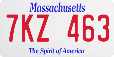 MA license plate 7KZ463