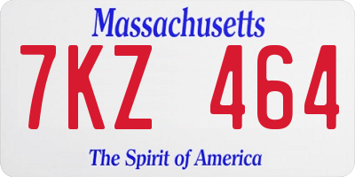 MA license plate 7KZ464