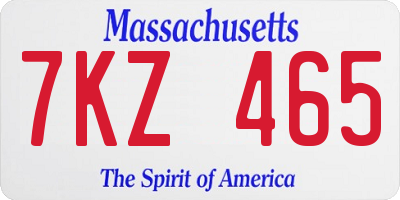 MA license plate 7KZ465