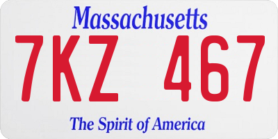 MA license plate 7KZ467