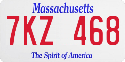 MA license plate 7KZ468