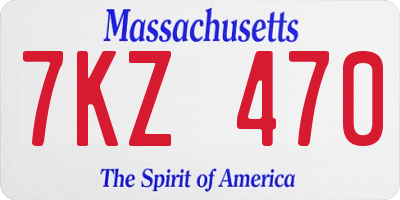MA license plate 7KZ470