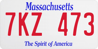 MA license plate 7KZ473
