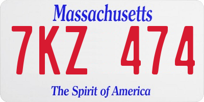 MA license plate 7KZ474