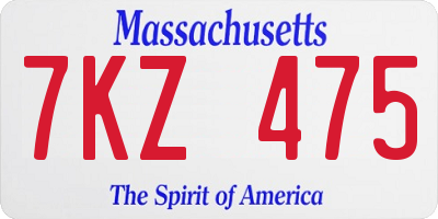 MA license plate 7KZ475