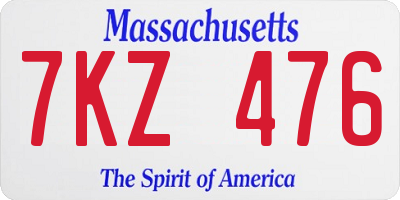 MA license plate 7KZ476