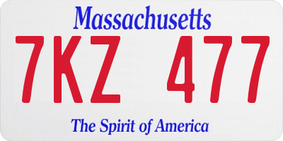 MA license plate 7KZ477