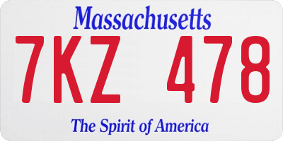 MA license plate 7KZ478