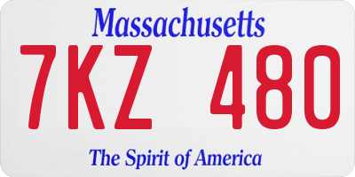 MA license plate 7KZ480