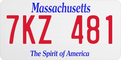 MA license plate 7KZ481