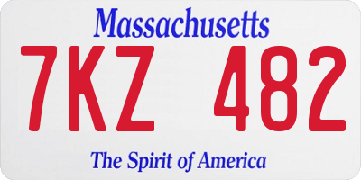 MA license plate 7KZ482