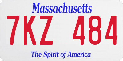 MA license plate 7KZ484