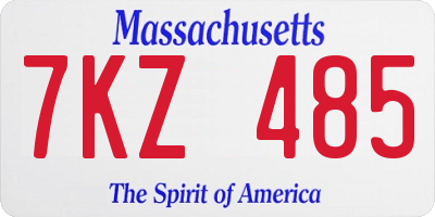 MA license plate 7KZ485