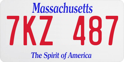 MA license plate 7KZ487