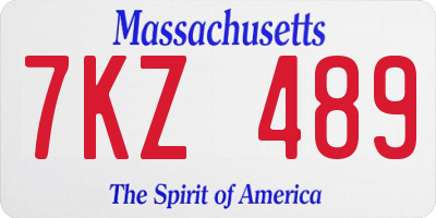 MA license plate 7KZ489