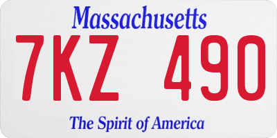 MA license plate 7KZ490