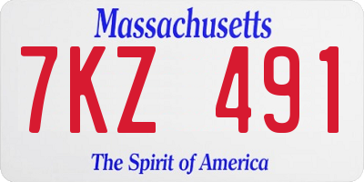 MA license plate 7KZ491